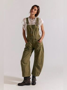 NWOT Free People Good Luck Barrel overalls